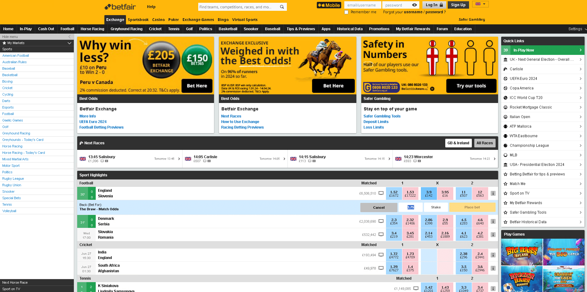 Betfair Bookmaker
